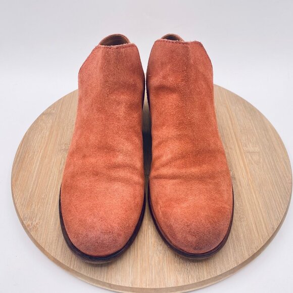 Frye Rowen Boots Womens 8.5 Peach Suede Pull On Ankle Western - Picture 3 of 12